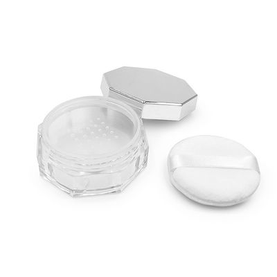 Round Transparent Loose Powder Case with Twist to Open Lid 15g Capacity Customizable Logo