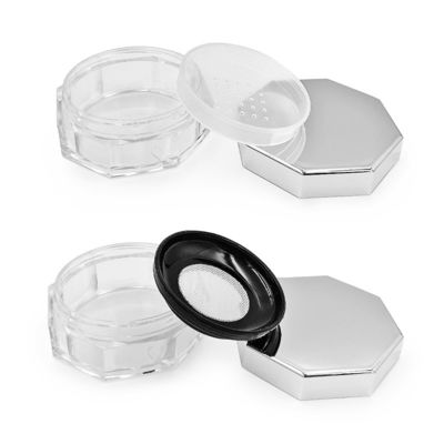 Round Transparent Loose Powder Case with Twist to Open Lid 15g Capacity Customizable Logo